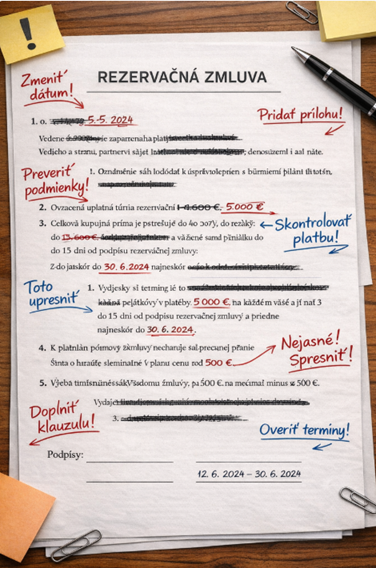 kontrola rezervačnej zmluvy